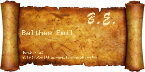 Balthes Emil névjegykártya